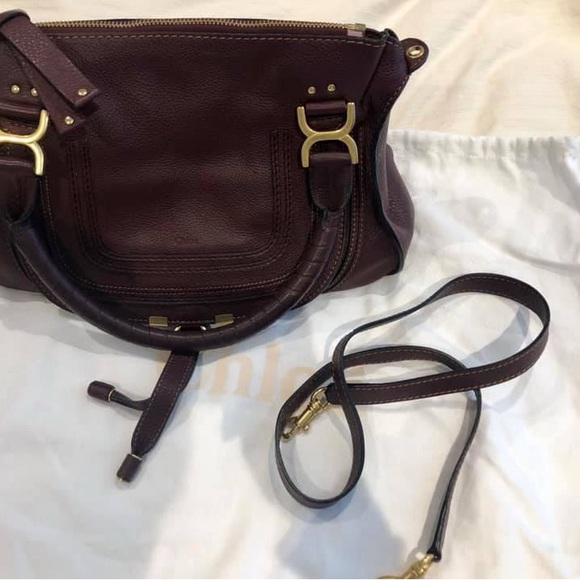 Chloe Marcie handbag. Burgundy. - Picture 1 of 5